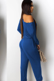 Black Sexy Solid Long Sleeve one shoulder collar 