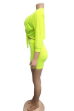 Pink Milk Silk Active Patchwork Solid asymmetrical Fluorescent pencil Half Sleeve Two Pieces
