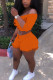 Orange Fashion Casual adult Ma'am Solid Two Piece Suits Straight Three Quarter Two Pieces