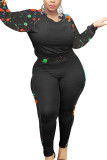 Yellow Fashion Casual Patchwork Print Patchwork O Neck Plus Size 