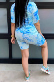 Green Fashion Casual adult Ma'am Patchwork Print Tie Dye Two Piece Suits Straight Short Sleeve Two Pieces