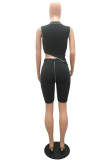 Grey Fashion Casual Solid Patchwork Asymmetrical Half A Turtleneck Sleeveless Two Pieces