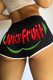 Black Red Fashion Casual Letter Print Basic Regular Mid Waist Shorts