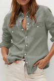 Light Blue Street Solid Turndown Collar Outerwear