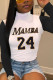 Black Casual Letter O Neck Tops