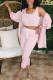 Pink Fashion Sexy adult Ma'am Patchwork Solid Three-Piece Suits Straight Long Sleeve Two Pieces