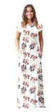 As Show-10 Brief Cute O-Neck Short Sleeve Loose Long Print Dresses