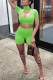 Apple Green Fashion Casual Patchwork Solid Two Piece Suits pencil Short Sleeve Two Pieces