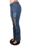 Blue Street Solid Make Old High Waist Regular Denim