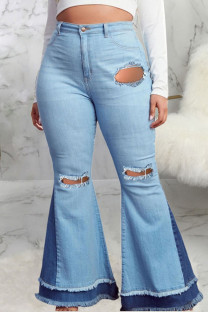 Baby Blue Sexy Ripped Plus Size 