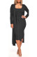 Black Milk Silk Sexy Patchwork Solid Bandage pencil Long Sleeve Two Pieces