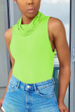 Fruit green White Red Black Grey Pink Khaki Yellow Royal blue Fruit green rose red purple Sky Blue Turtleneck Sleeveless Patchwork Solid Slim fit Tops