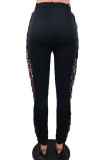Wine Red Street Solid Tassel Regular Bottoms
