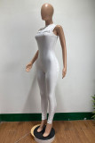 Black Casual Sportswear Letter Embroidered O Neck Skinny Jumpsuits