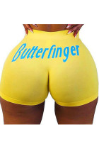 Yellow and blue Elastic Fly Low Print Straight shorts Bottoms
