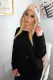 Black hooded Patchwork Plaid Print Patchwork Long Sleeve Sweats & Hoodies