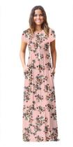 As Show-8 Brief Cute O-Neck Short Sleeve Loose Long Print Dresses