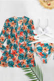 Baby Blue Sexy Print Bandage Patchwork Swimwears Three Piece