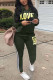 Green venetian Fashion adult Europe and America Ma'am Print Two Piece Suits pencil Long Sleeve Two Pieces