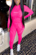 rose red Fashion Casual adult Ma'am Print Two Piece Suits pencil Long Sleeve Two Pieces