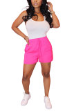 rose red Fashion Sexy adult Patchwork Solid Bandage Two Piece Suits pencil Sleeveless Two Pieces
