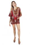 Black Fashion adult Sexy Bat sleeve Half Sleeves O neck Swagger Mini Patchwork Print