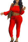 Orange Fashion Sexy adult Ma'am Solid Two Piece Suits pencil Long Sleeve Two Pieces