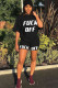 Black Fashion Sexy adult Ma'am Letter Patchwork Print Two Piece Suits pencil Short Sleeve Two Pieces