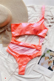 Pink Fashion Sexy Solid Hollowed Out Backless Swimwears