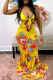 Yellow Sexy Solid Patchwork Spaghetti Strap Trumpet Mermaid Dresses