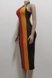 Multicolor Sexy Striped Print Patchwork Swimwears Cover Up