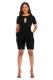 Black Sexy Fashion bandage Patchwork Solid Hollow Short Sleeve O Neck 