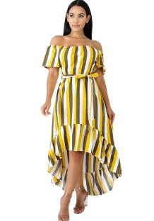 As Show Sexy & Club Slash neck Short Sleeve Irregular skirt Long Club Dresses