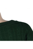 Green Wool Europe and America Solid Two Piece Suits pencil Long Sleeve Two-Piece Short Set