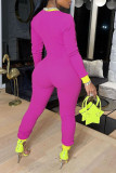 Red Sexy Solid Patchwork V Neck Regular Jumpsuits