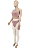 Yellow Red Sexy Solid Patchwork Strapless Sleeveless Two Pieces