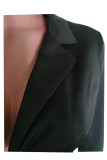 Black Casual Solid Patchwork V Neck Long Sleeve Two Pieces