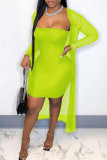 Yellow Fashion Sexy Solid Long Sleeve Two Pieces