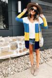 Orange and apricot colour knitting cardigan Long Sleeve Striped 