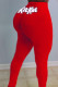 Red Elastic Fly Mid Print pencil Pants Bottoms