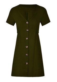 As Show-7 Brief Cute V-Neck Short Sleeve Loose skirt Club Dresses