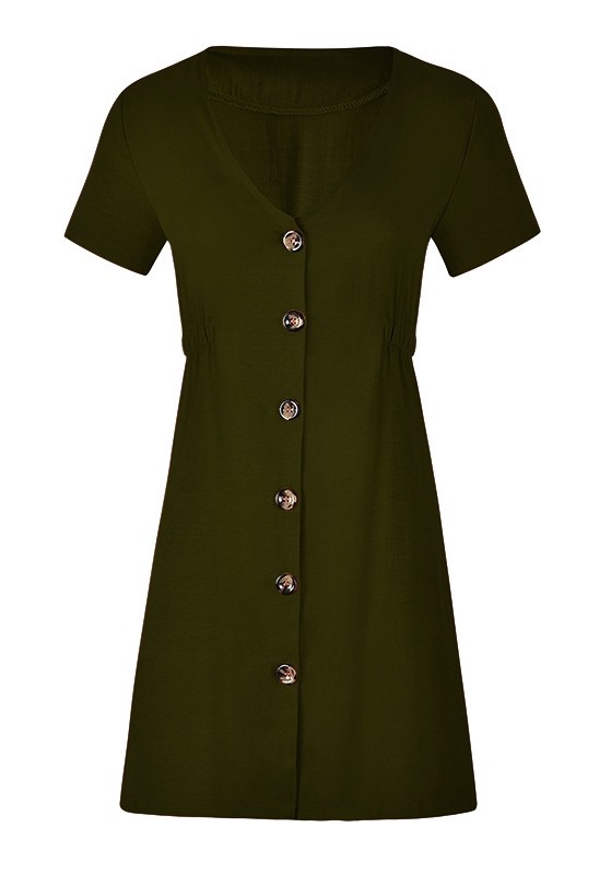 As Show-7 Brief Cute V-Neck Short Sleeve Loose skirt Club Dresses