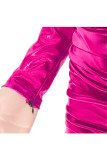 Silver adult Sexy Fashion Cap Sleeve Long Sleeves V Neck Step Skirt Mini Draped chain Fluorescent