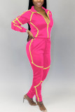 White Fashion Active adult Ma'am Patchwork Solid Two Piece Suits pencil Long Sleeve Two Pieces