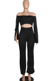 White Sexy Patchwork Solid Ruffled Long Sleeve one word collar Jumpsuits