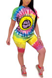 White Fashion Casual adult Ma'am Print Character Two Piece Suits Straight Short Sleeve Two Pieces