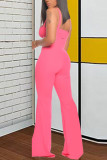 Yellow Fashion Sexy adult Ma'am Solid Two Piece Suits Loose Sleeveless Two Pieces