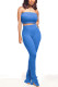 Blue Fashion adult Ma'am Lightly cooked Solid Two Piece Suits pencil Sleeveless Two Pieces