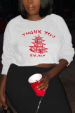 Black Fashion Casual Adult Print Pullovers O Neck Tops
