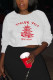 White Fashion Casual Adult Print Pullovers O Neck Tops